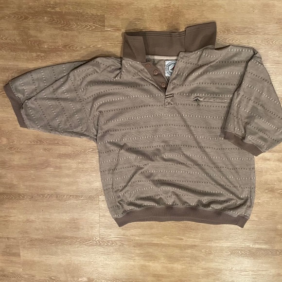 Vintage Greenline International Tan Patterned  Polo Shirt size - Picture 1 of 4